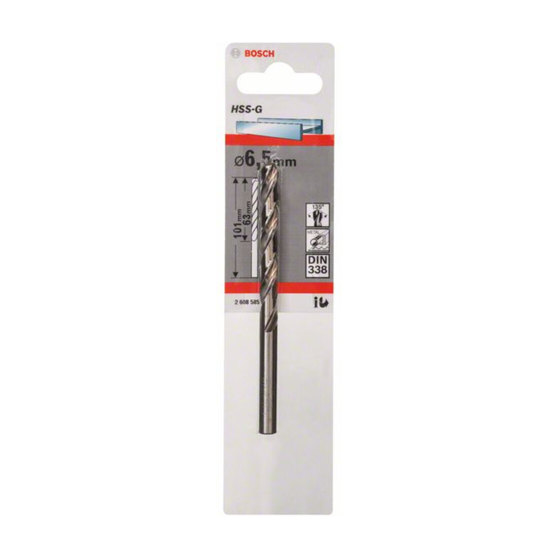 Bosch Metallbohrer HSS-G, DIN 338, 6,5 x 63 x 101 mm