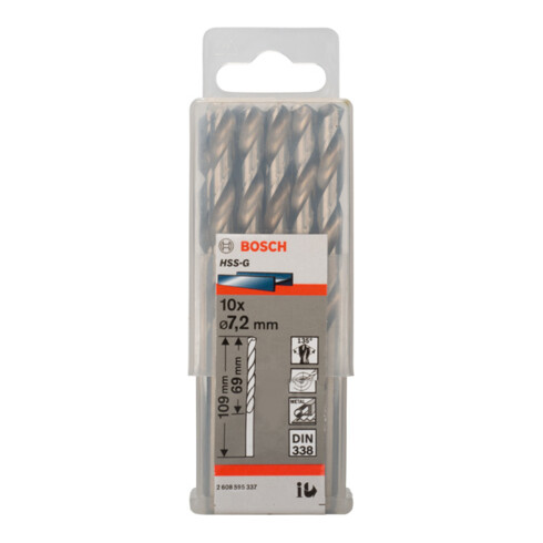Bosch Metallbohrer HSS-G DIN 338 7,2 x 69 x 109