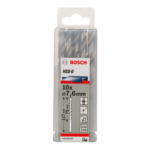 Bosch Metallbohrer HSS-G DIN 338 7,6 x 75 x 117 mm