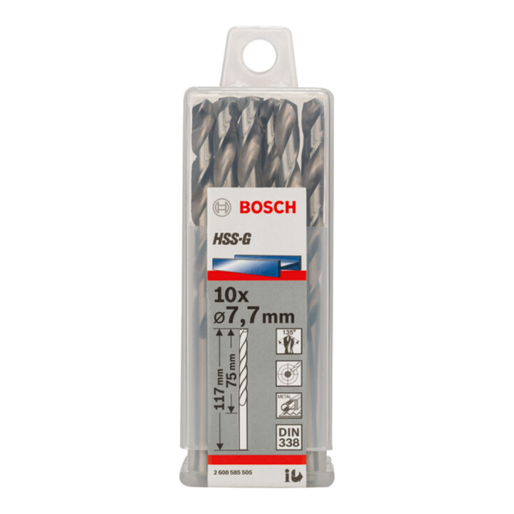 Bosch Metallbohrer HSS-G DIN 338 7,7 x 75 x 117 mm