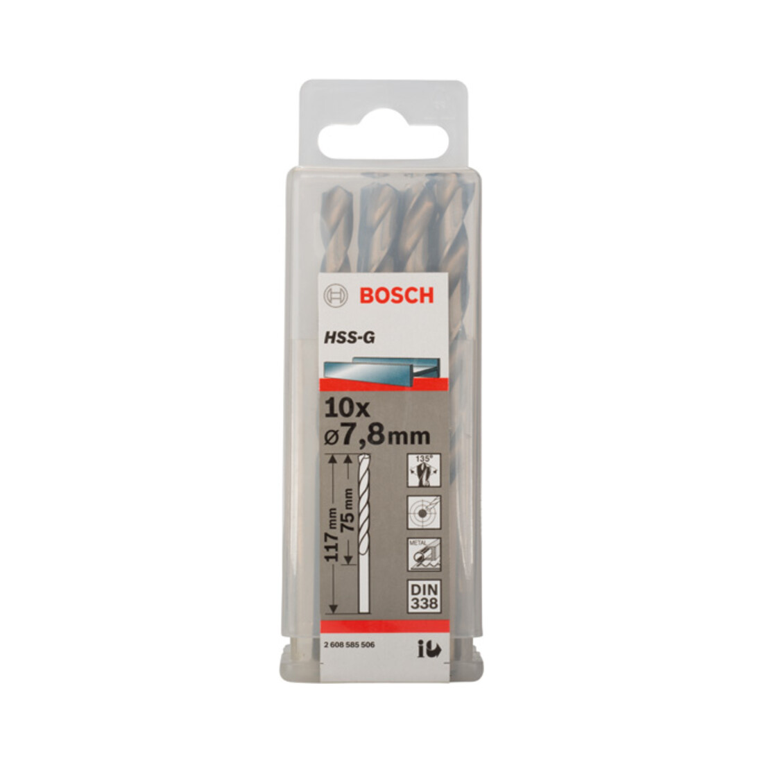 Bosch Metallbohrer HSS-G, DIN 338, 7,8 x 75 x 117 mm