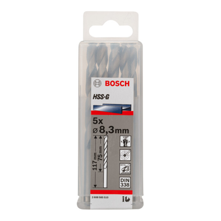 Bosch Metallbohrer HSS-G DIN 338 8,3 x 75 x 117 mm