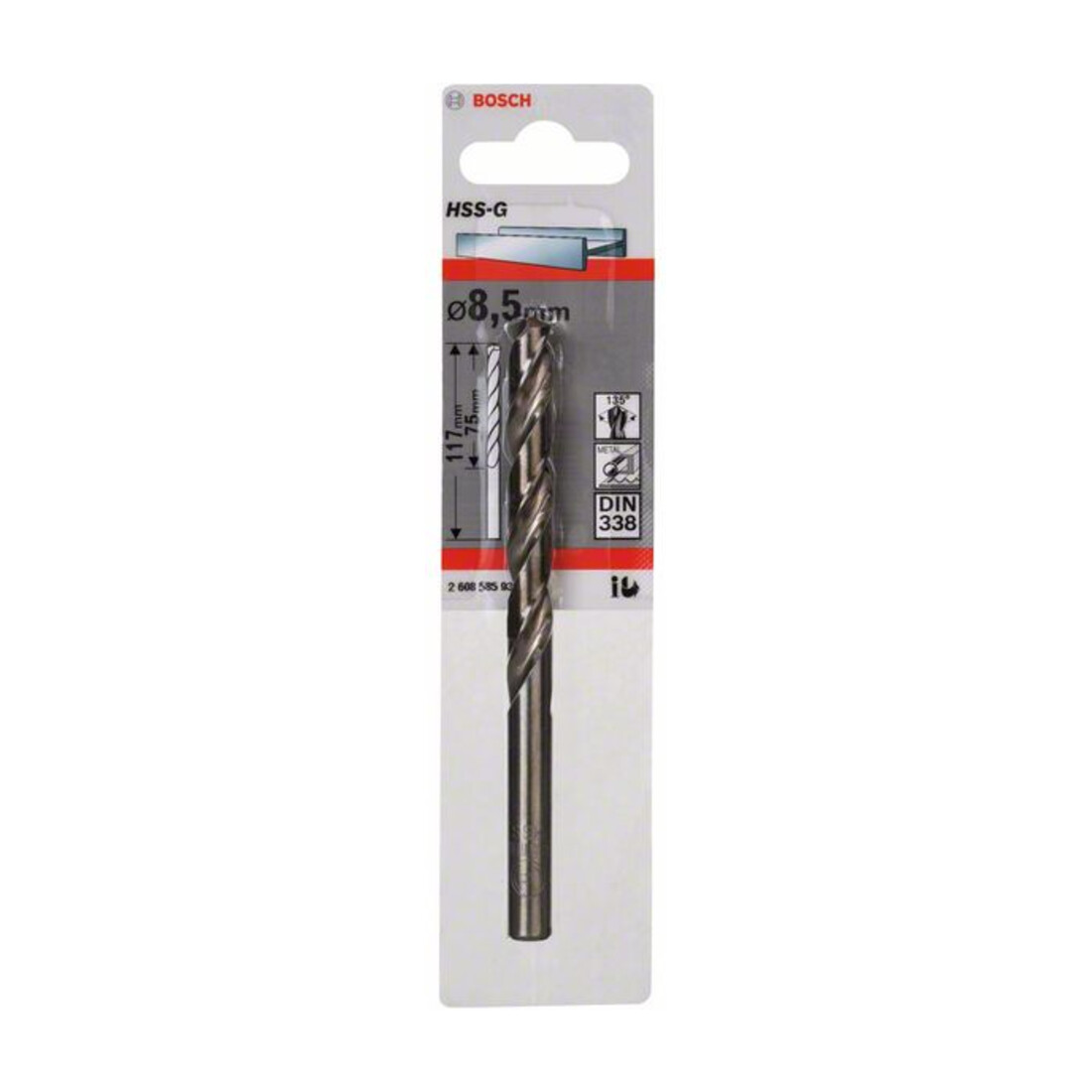 Bosch Metallbohrer HSS-G, DIN 338, 8,5 x 75 x 117 mm