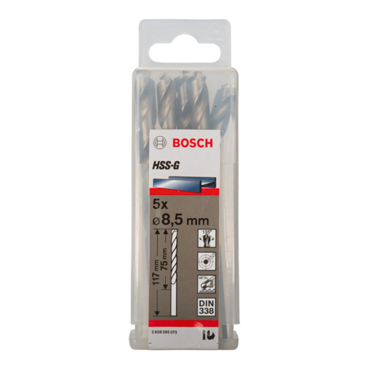 Bosch Metallbohrer HSS-G, DIN 338, 8,5 x 75 x 117 mm