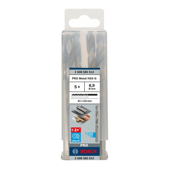 Bosch Metallbohrer HSS-G DIN 338 8,9 x 81 x 125 mm