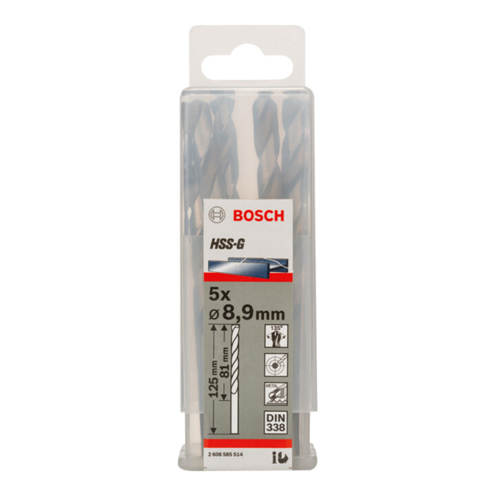 Bosch Metallbohrer HSS-G DIN 338 8,9 x 81 x 125 mm