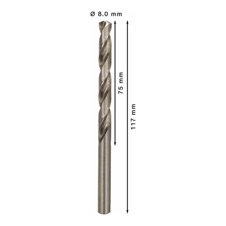 Bosch Metallbohrer HSS-G, DIN 338, 8 x 75 x 117 mm