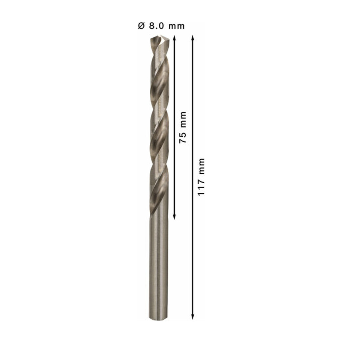 Bosch Metallbohrer HSS-G, DIN 338, 8 x 75 x 117 mm
