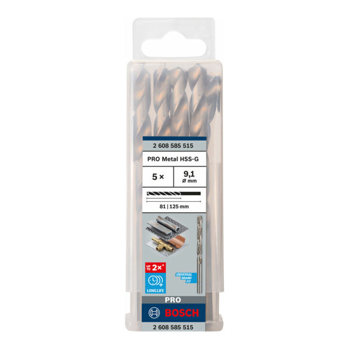 Bosch Metallbohrer HSS-G DIN 338 9,1 x 81 x 125 mm