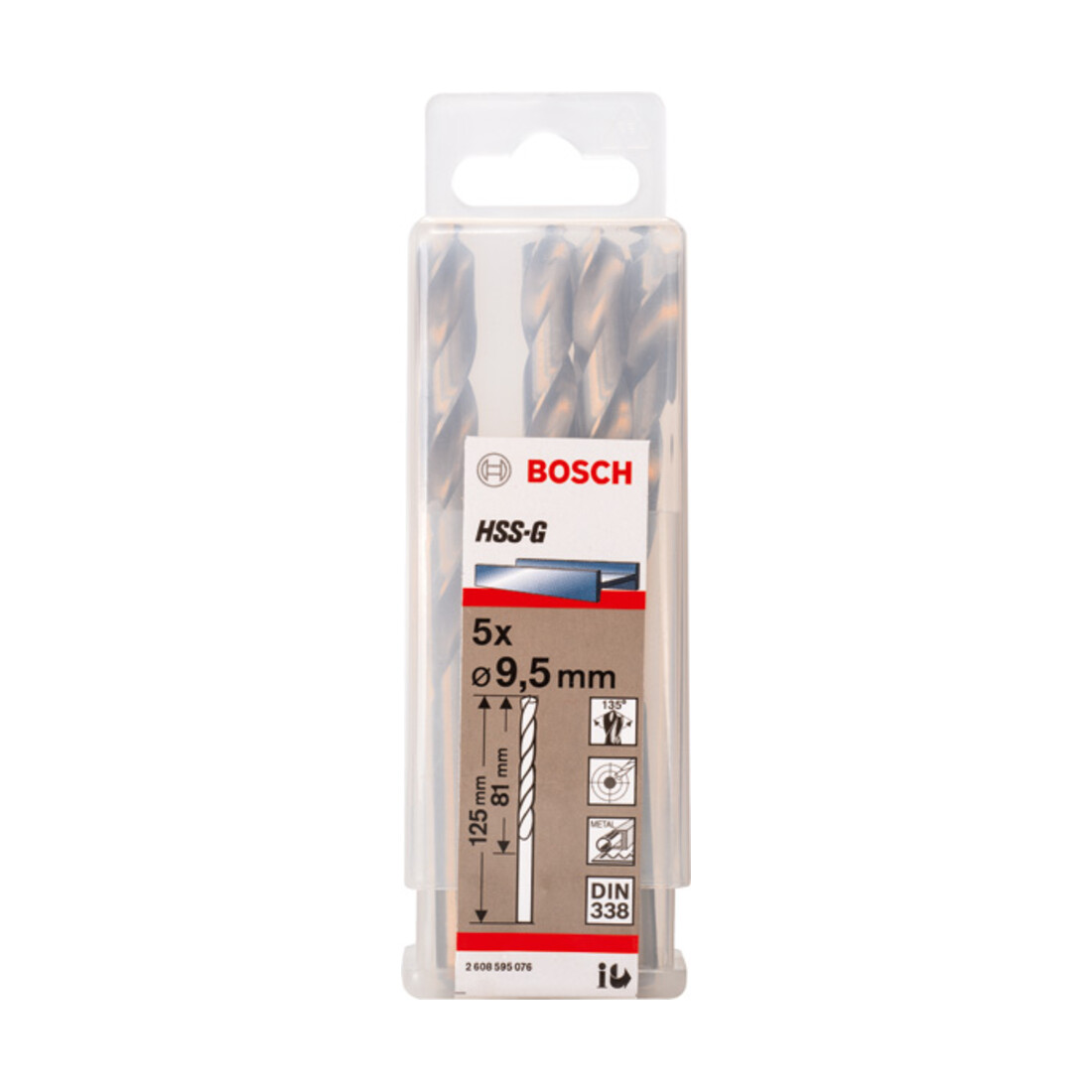 Bosch Metallbohrer HSS-G, DIN 338, 9,5 x 81 x 125 mm