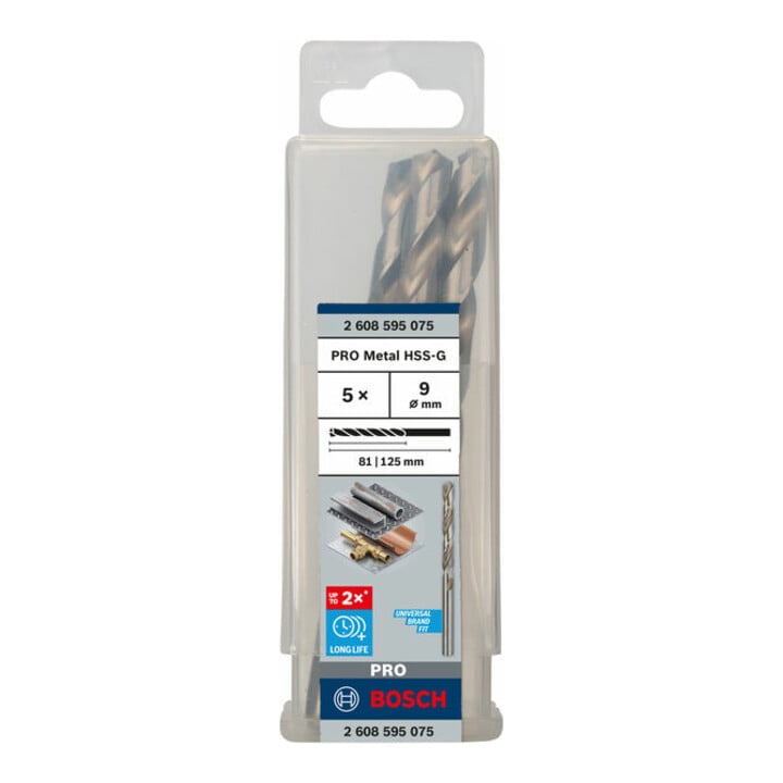 Bosch Metallbohrer HSS-G, DIN 338, 9 x 81 x 125 mm