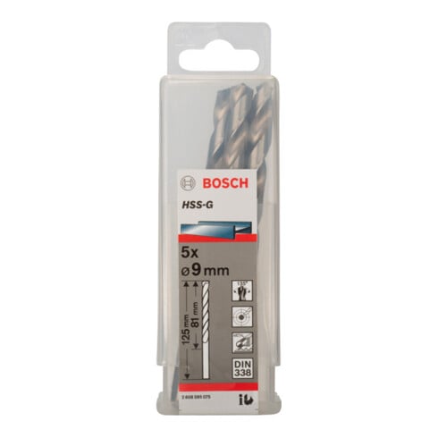 Bosch Metallbohrer HSS-G, DIN 338, 9 x 81 x 125 mm