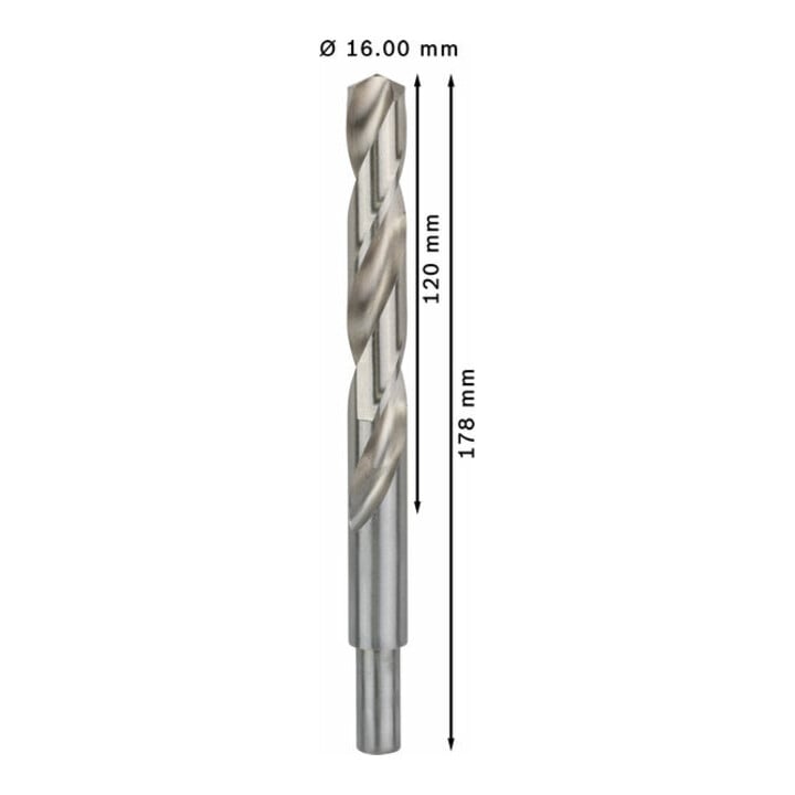 Bosch Metallbohrer HSS-G DIN 338 mit reduziertem Schaft 16 x 120 x 178 mm