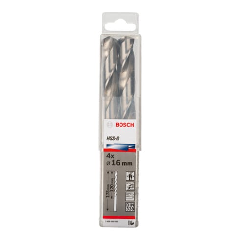 Bosch Metallbohrer HSS-G DIN 338 mit reduziertem Schaft 16 x 120 x 178 mm
