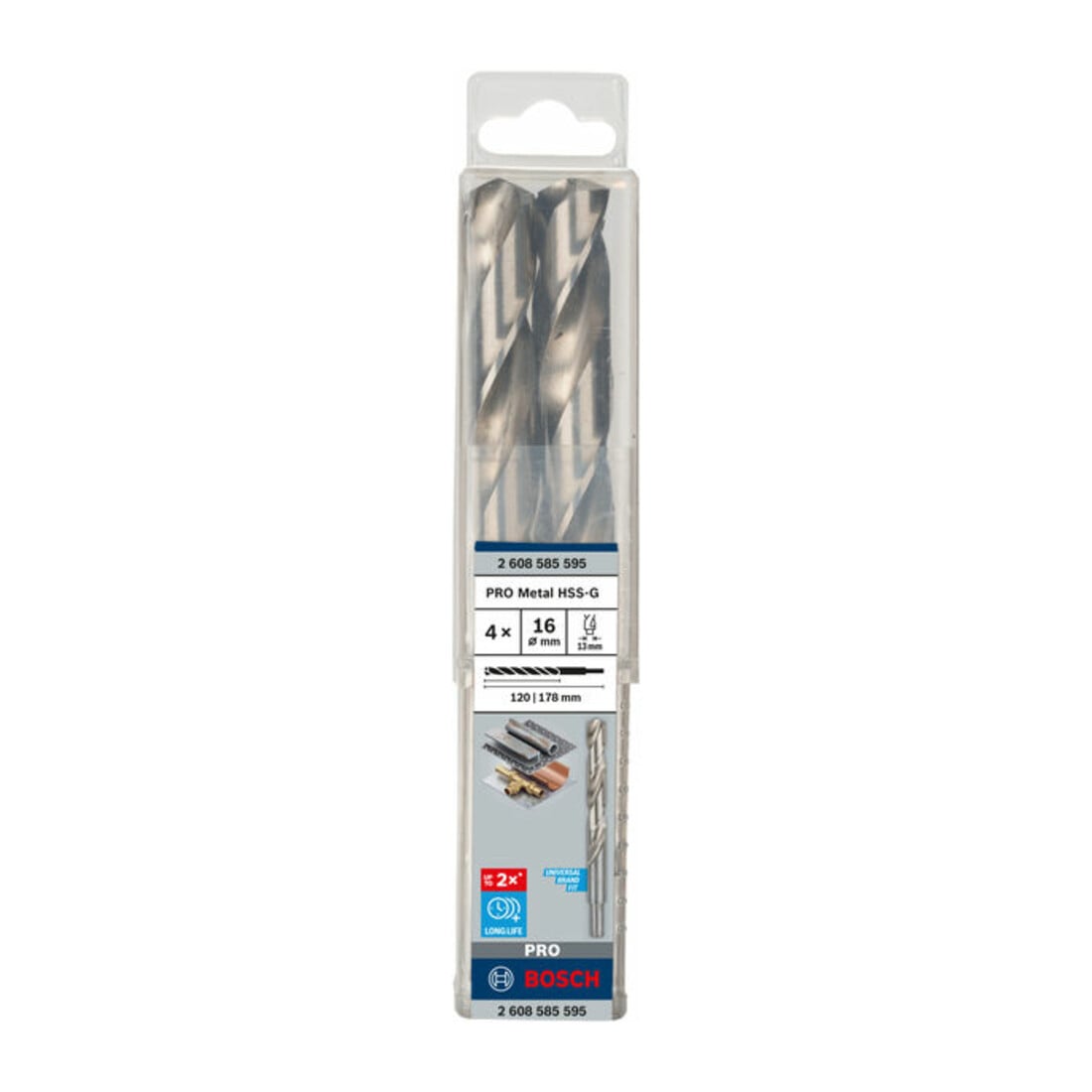 Bosch Metallbohrer HSS-G DIN 338 mit reduziertem Schaft 16 x 120 x 178 mm