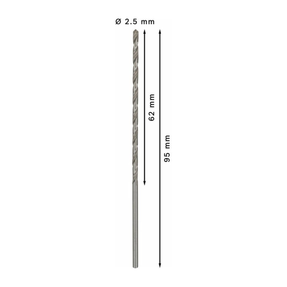 Bosch Metallbohrer HSS-G DIN 340 2,5 x 62 x 95 mm