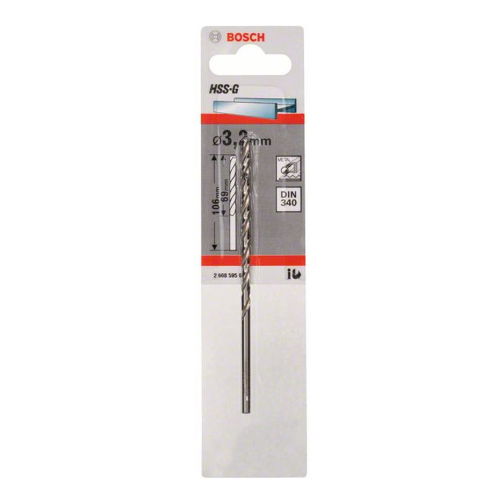 Bosch Metallbohrer HSS-G DIN 340 3,2 x 69 x 106 mm