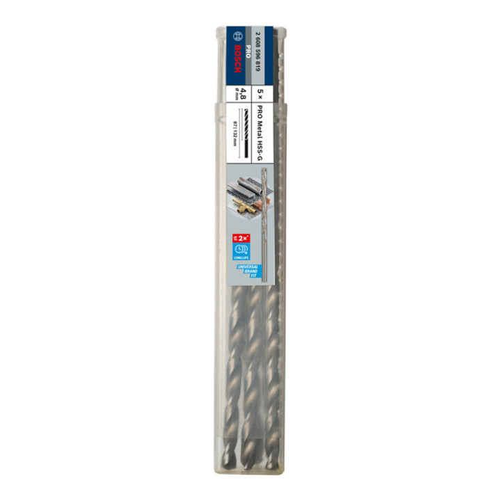 Bosch Metallbohrer HSS-G, DIN 340, 4,8 x 87 x 132 mm