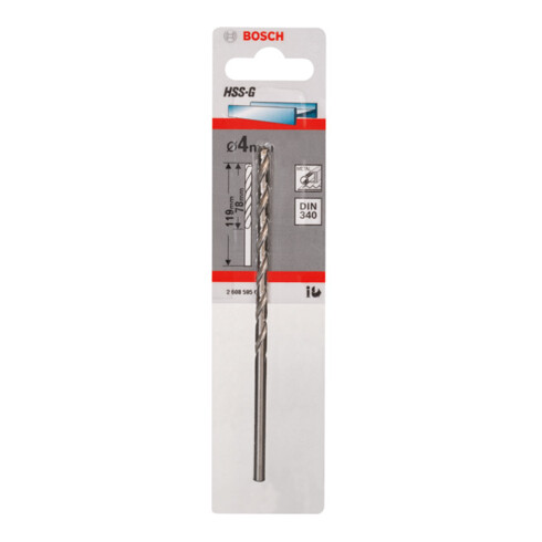 Bosch Metallbohrer HSS-G, DIN 340, 4 x 78 x 119 mm