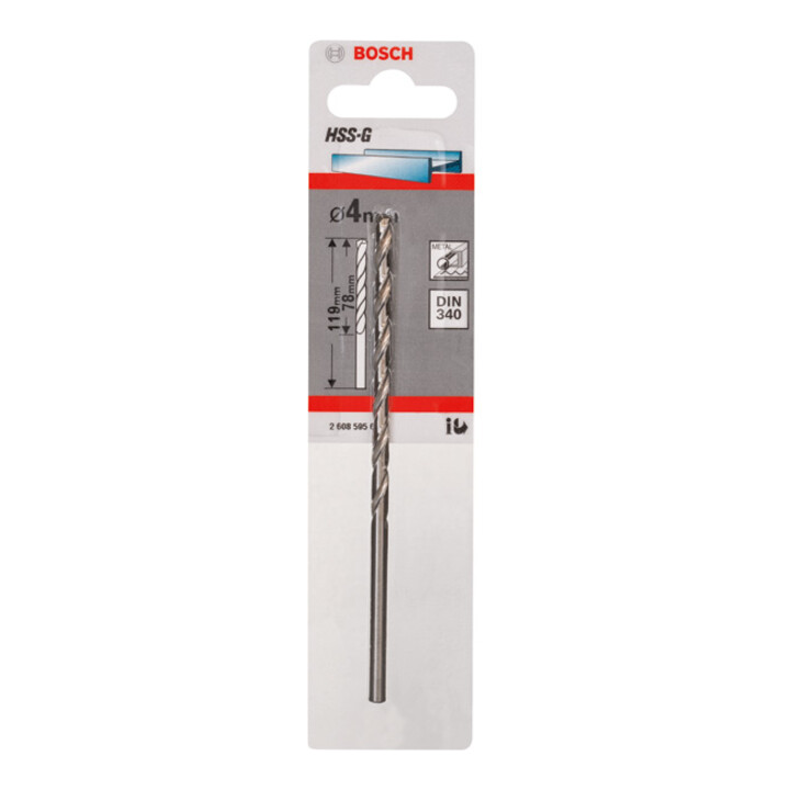 Bosch Metallbohrer HSS-G, DIN 340, 4 x 78 x 119 mm