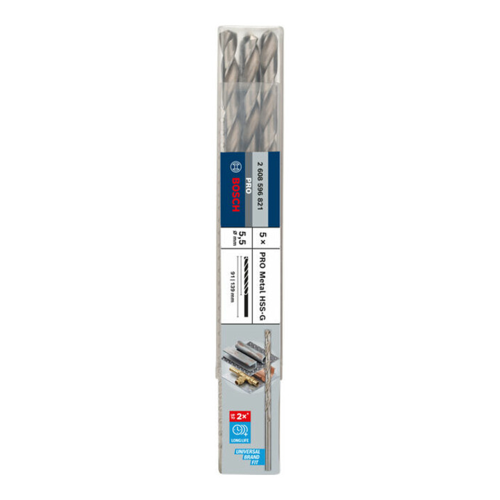 Bosch Metallbohrer HSS-G DIN 340 5,5 x 91 x 139 mm