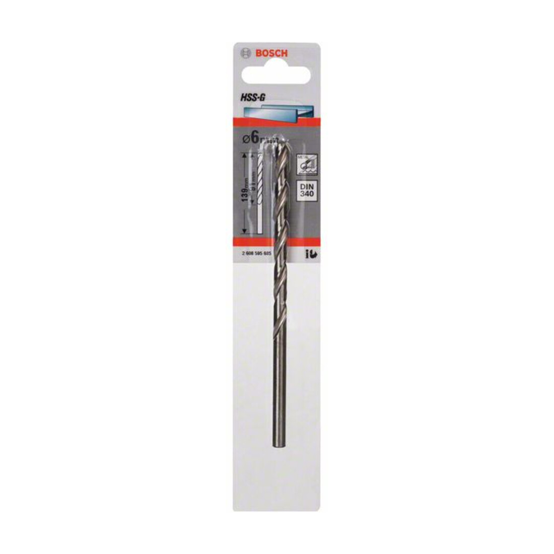 Bosch Metallbohrer HSS-G, DIN 340, 6 x 91 x 139 mm