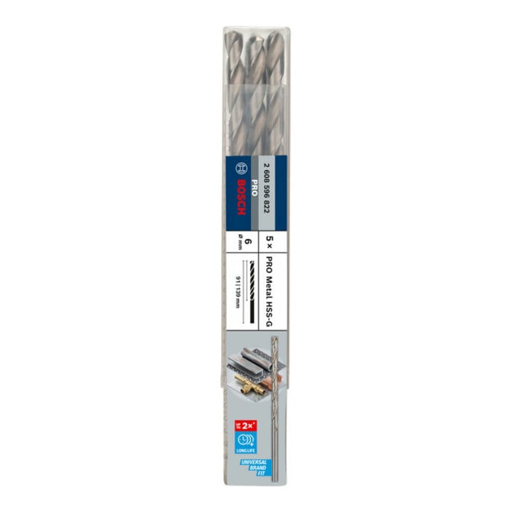 Bosch Metallbohrer HSS-G, DIN 340, 6 x 91 x 139 mm