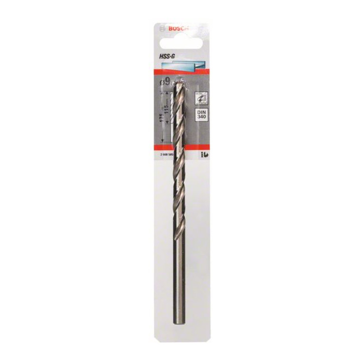 Bosch Metallbohrer HSS-G, DIN 340, 9 x 115 x 175 mm