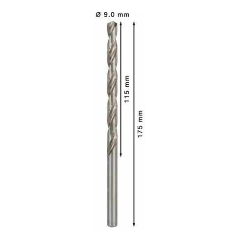 Bosch Metallbohrer HSS-G, DIN 340, 9 x 115 x 175 mm