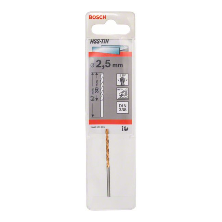 Bosch Metallbohrer HSS-TiN DIN 338 2,5 x 30 x 57 mm
