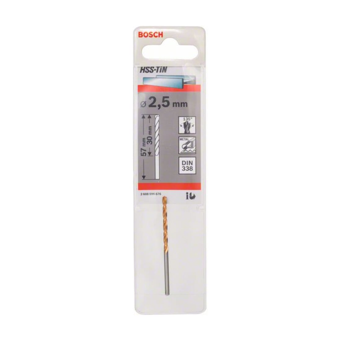 Bosch Metallbohrer HSS-TiN DIN 338 2,5 x 30 x 57 mm