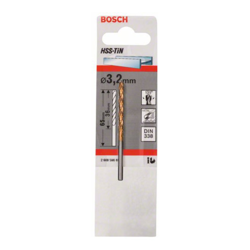 Bosch Metallbohrer HSS-TiN DIN 338 3,2 x 36 x 65 mm