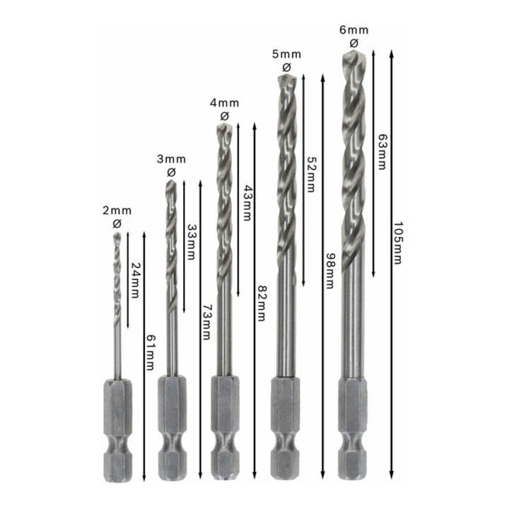 Bosch Metallbohrer-Set HSS-G, DIN 338 mit Sechskantschaft, 135°, 2 - 6 mm