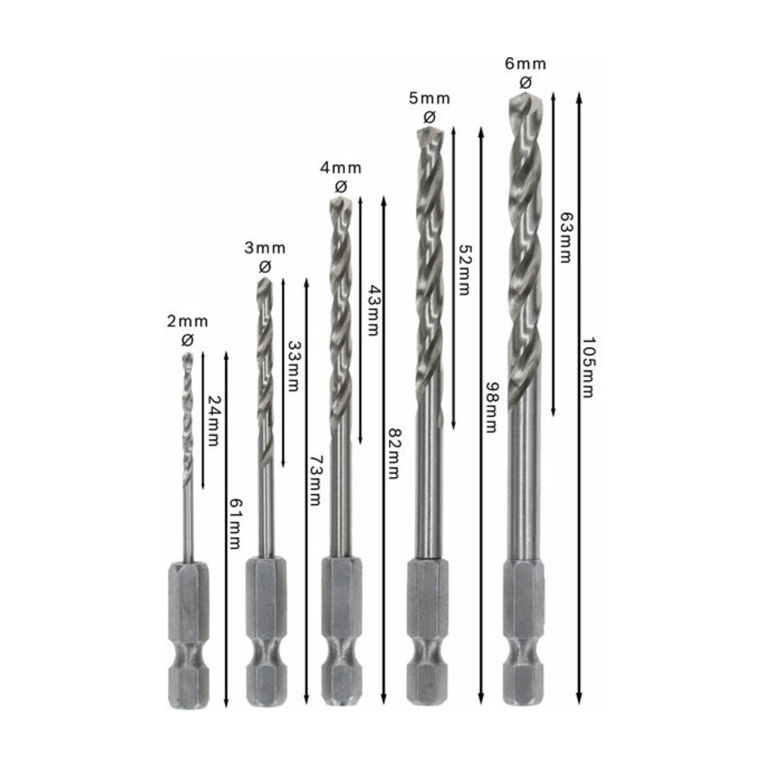 Bosch Metallbohrer-Set HSS-G, DIN 338 mit Sechskantschaft, 135°, 2 - 6 mm