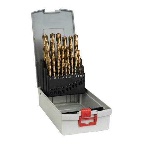 Bosch Metallbohrer-Set HSS-TiN (Titan-Beschichtung), ProBox 25-teilig 1-13 mm