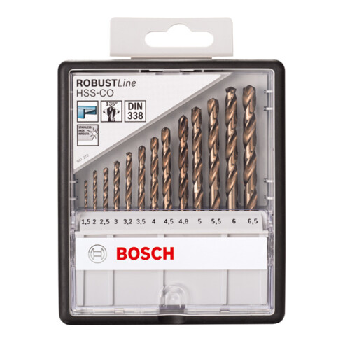 Bosch Metallbohrer-Set Robust Line HSS-Co DIN 135 135°, 13-teilig 1,5 - 6,5
