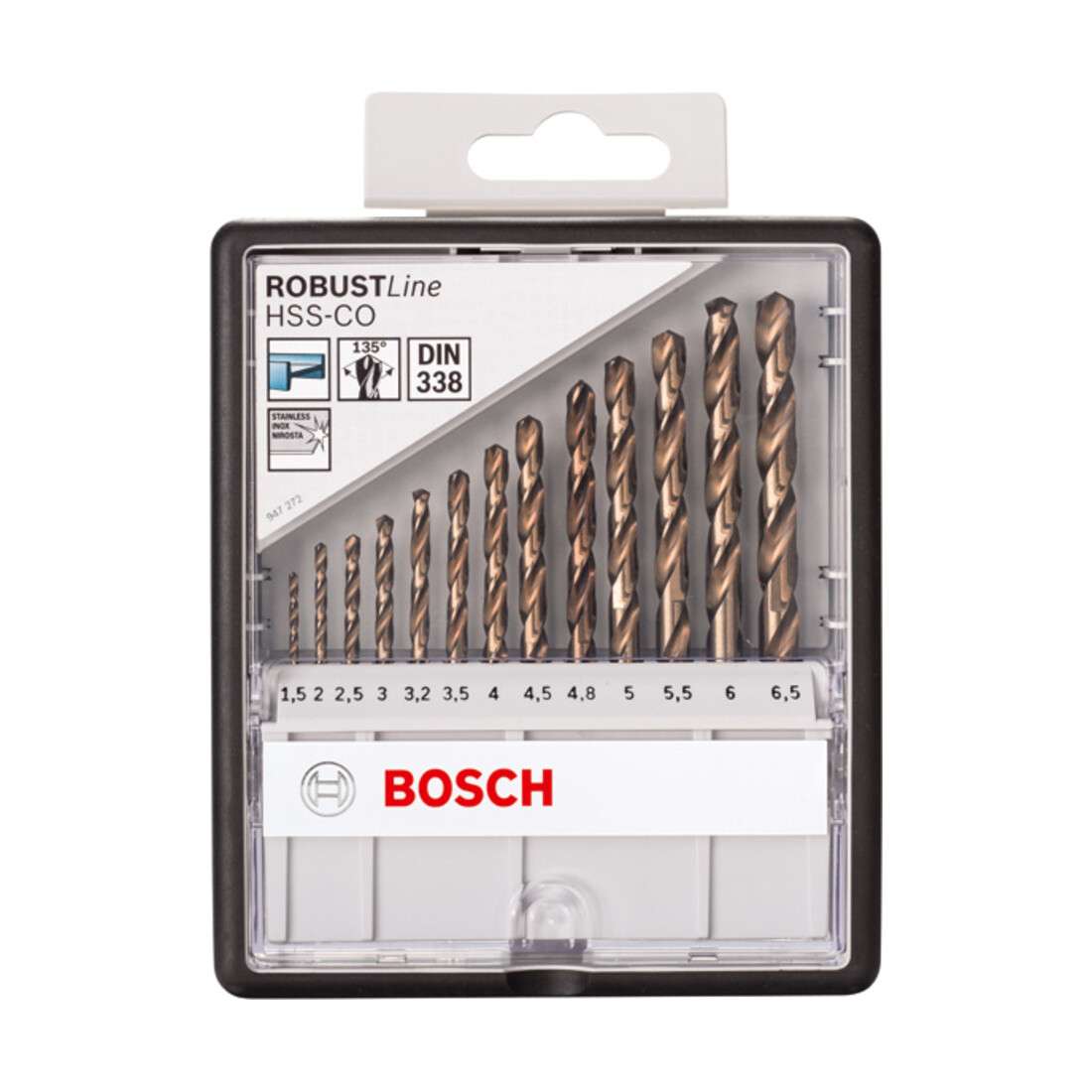 Bosch Metallbohrer-Set Robust Line HSS-Co DIN 135 135°, 13-teilig 1,5 - 6,5