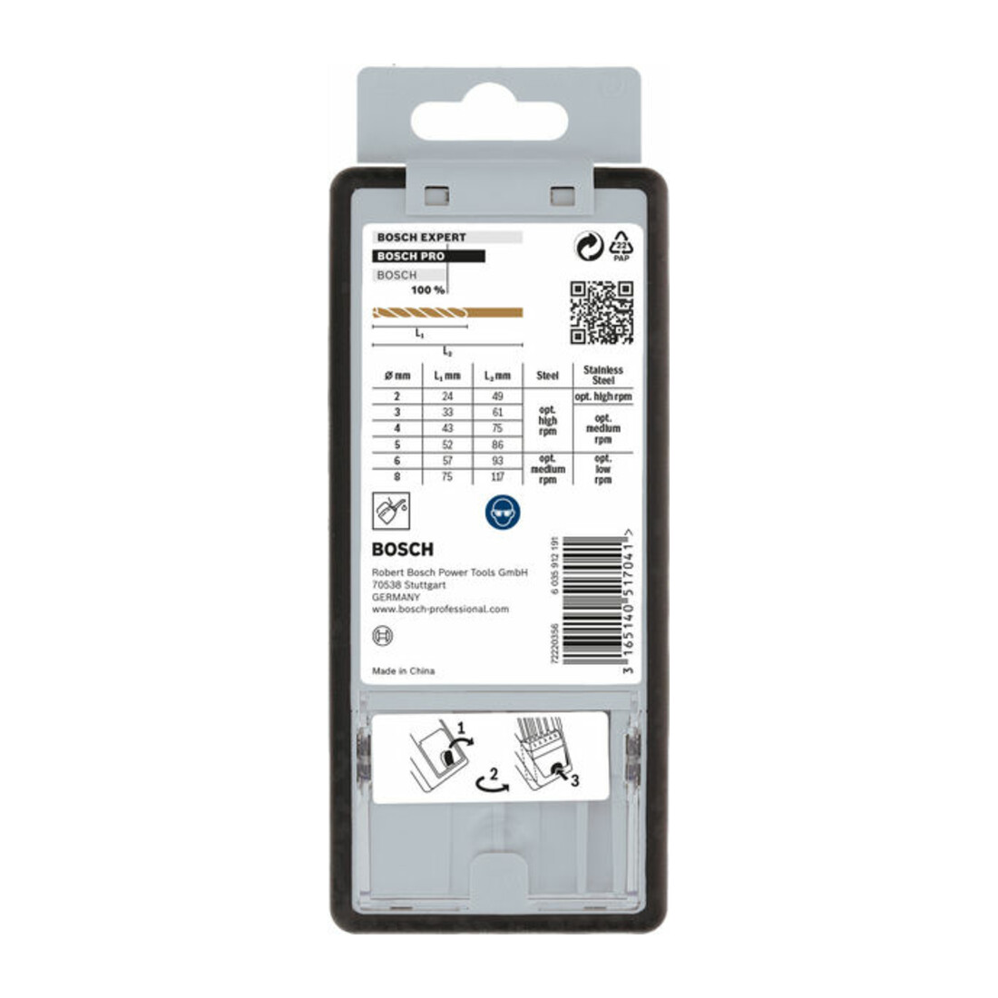 Bosch Metallbohrer-Set Robust Line HSS-Co DIN 135 135°, 6-teilig 2 - 8 mm