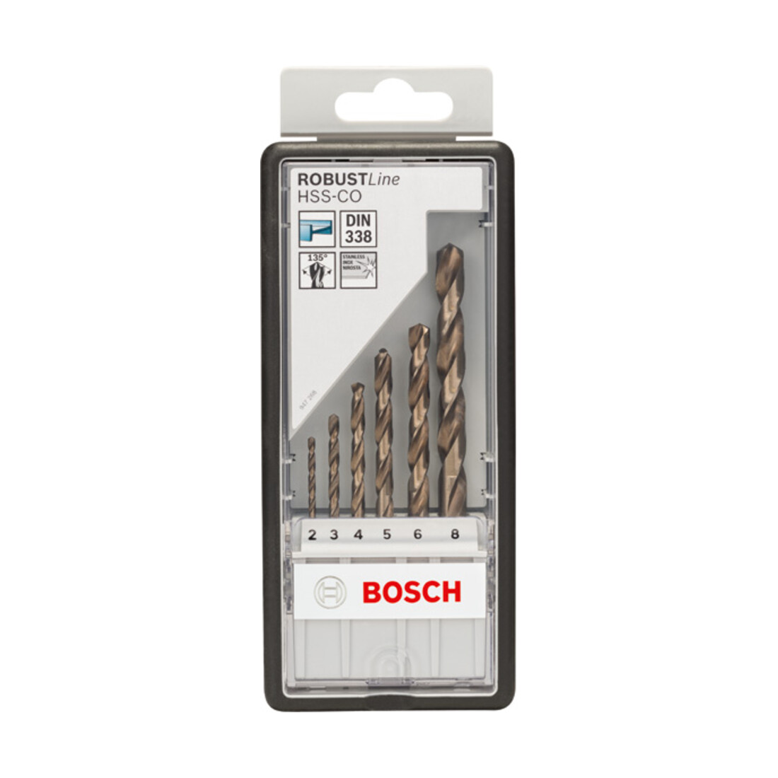 Bosch Metallbohrer-Set Robust Line HSS-Co DIN 135 135°, 6-teilig 2 - 8 mm