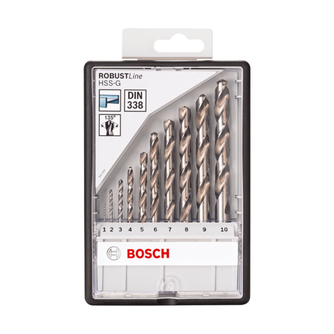 Bosch Metallbohrer-Set Robust Line HSS-G DIN 135 135°, 10-teilig 1 - 10 mm