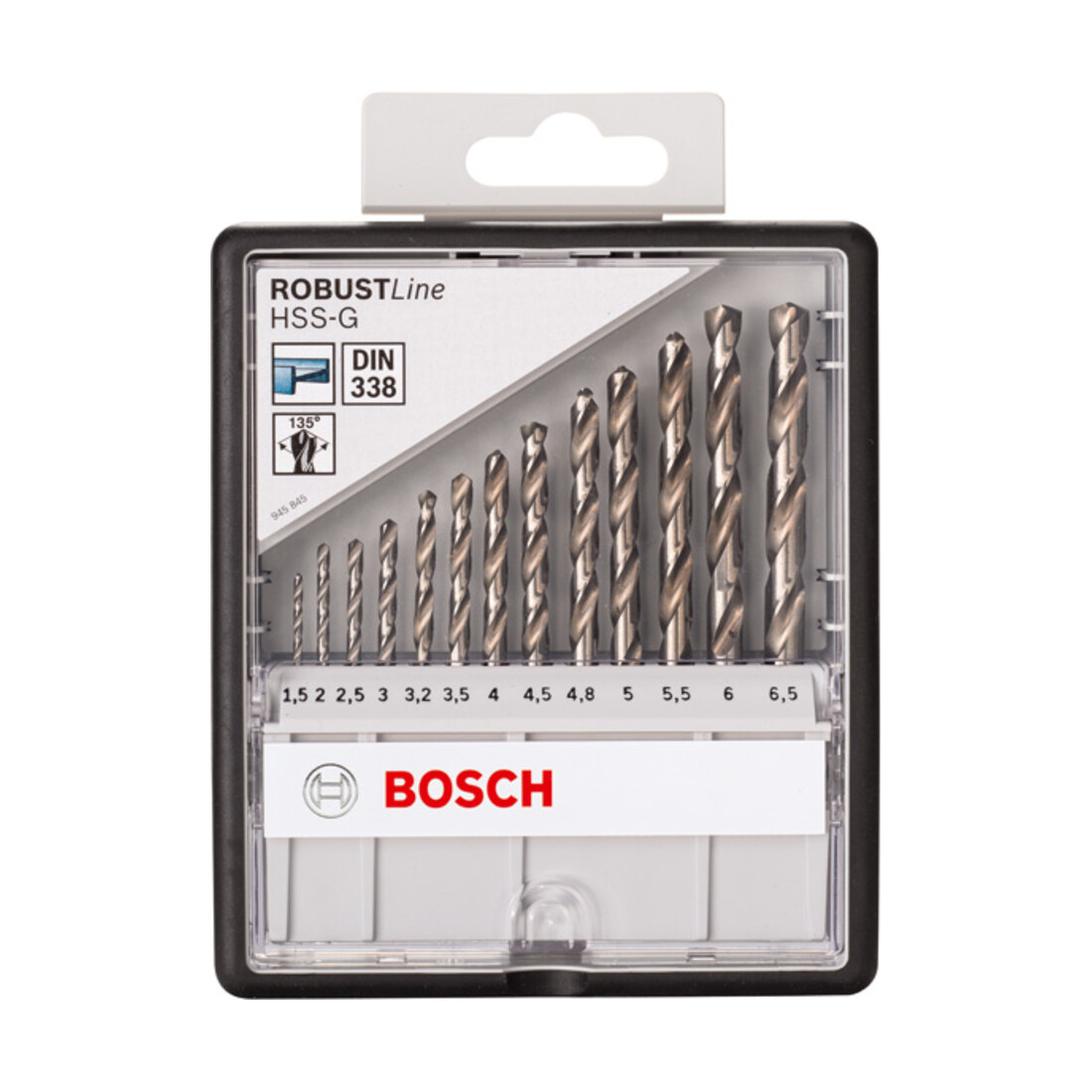 Bosch Metallbohrer-Set Robust Line HSS-G DIN 135 135°, 13-teilig 1,5 - 6,5 mm