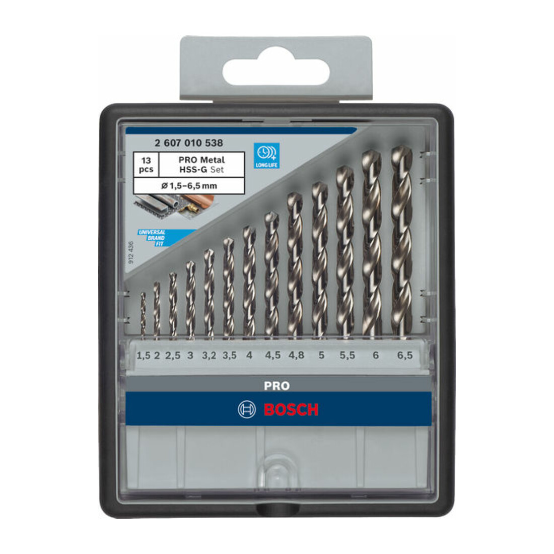 Bosch Metallbohrer-Set Robust Line HSS-G DIN 135 135°, 13-teilig 1,5 - 6,5 mm