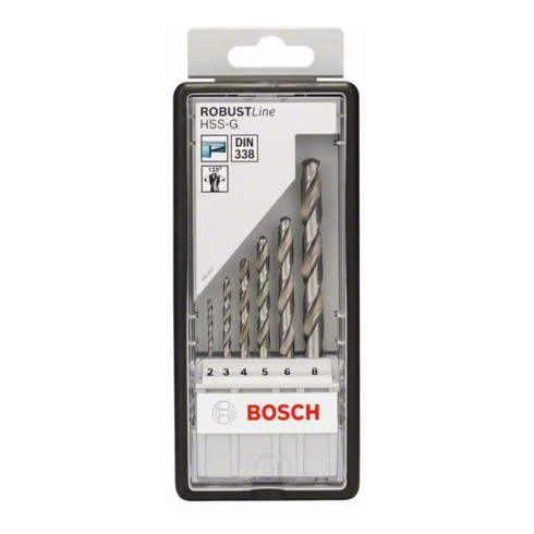 Bosch Metallbohrer-Set Robust Line HSS-G DIN 135 135°, 6-teilig 2 - 8 mm
