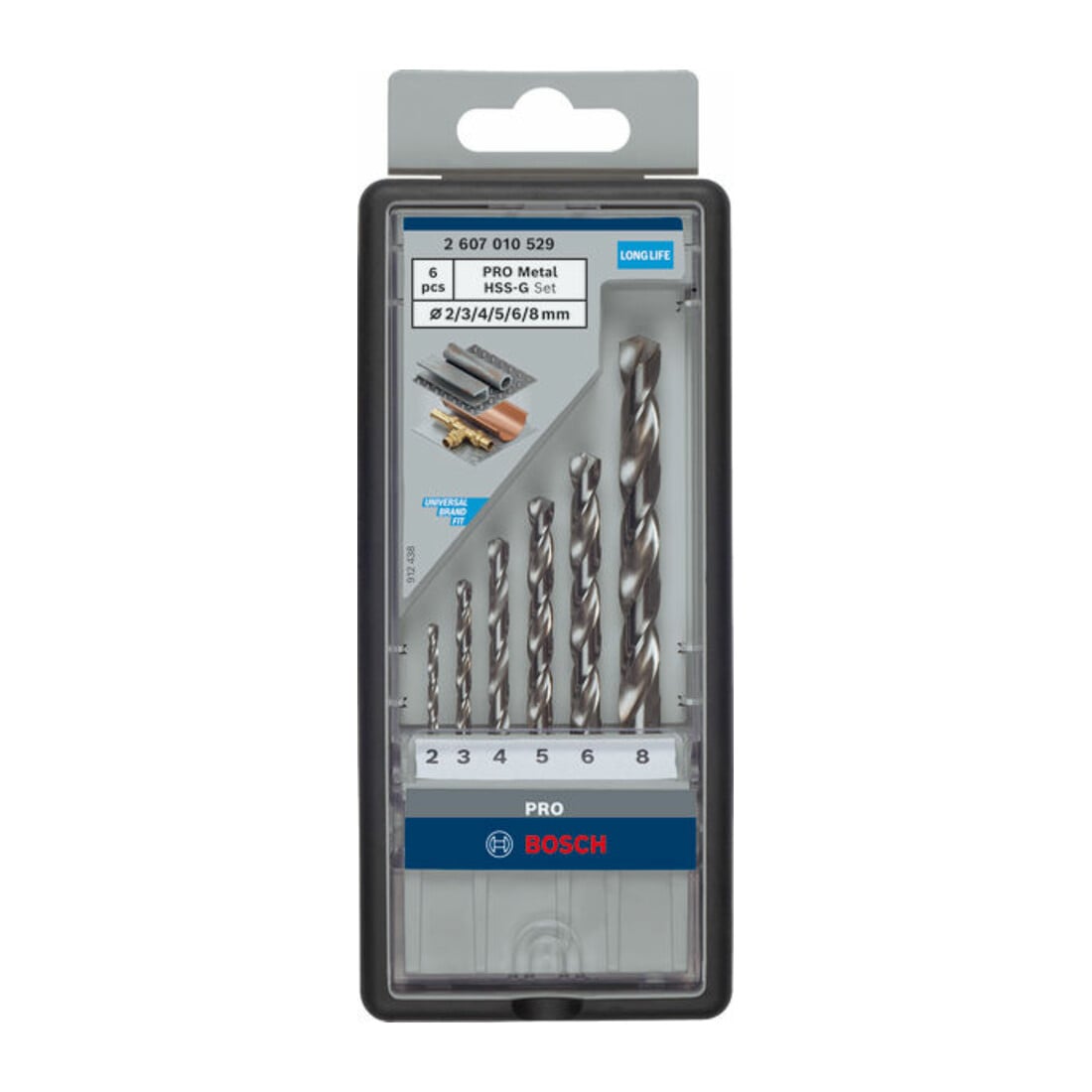 Bosch Metallbohrer-Set Robust Line HSS-G DIN 135 135°, 6-teilig 2 - 8 mm