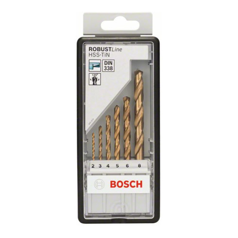 Bosch Metallbohrer-Set Robust Line HSS-TiN 135°, 6-teilig 2 - 8 mm