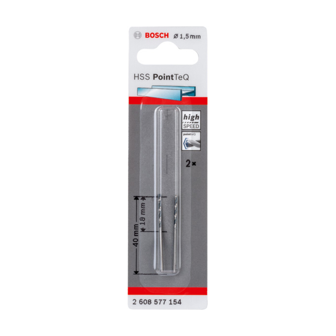 Bosch Metallspiralbohrer HSS PointTeQ, DIN 338 2er-Pack