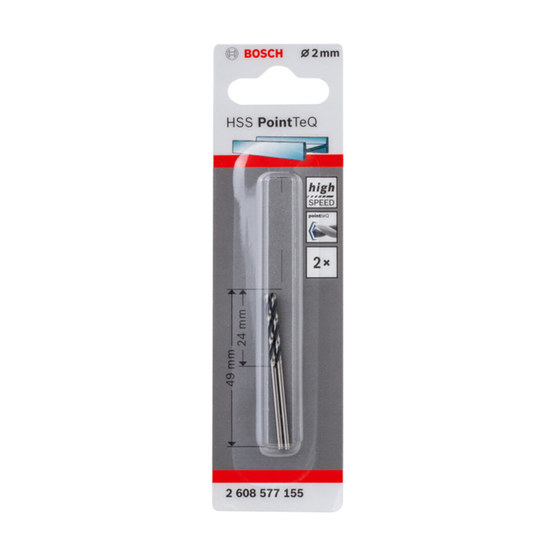 Bosch Metallspiralbohrer HSS PointTeQ, DIN 338 2er-Pack