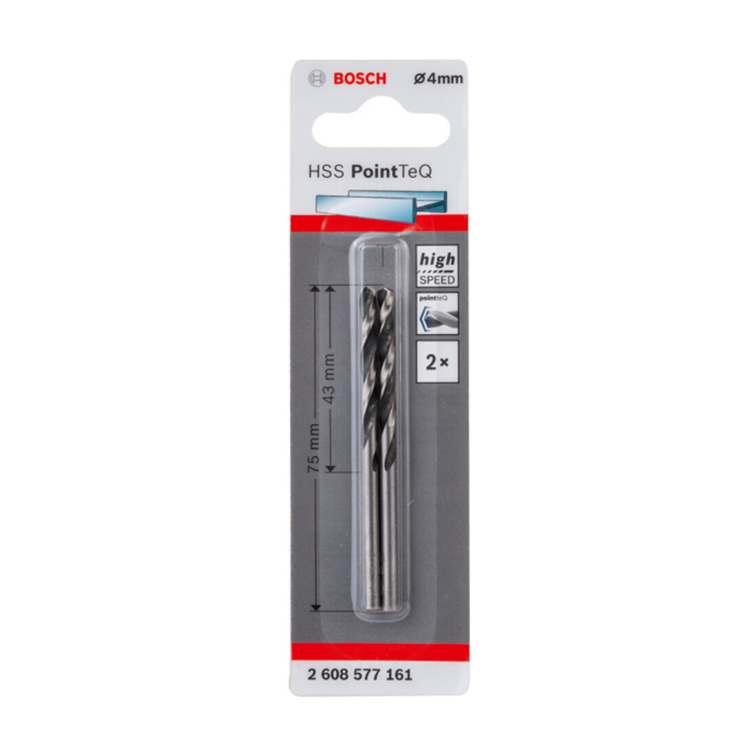 Bosch Metallspiralbohrer HSS PointTeQ, DIN 338 2er-Pack