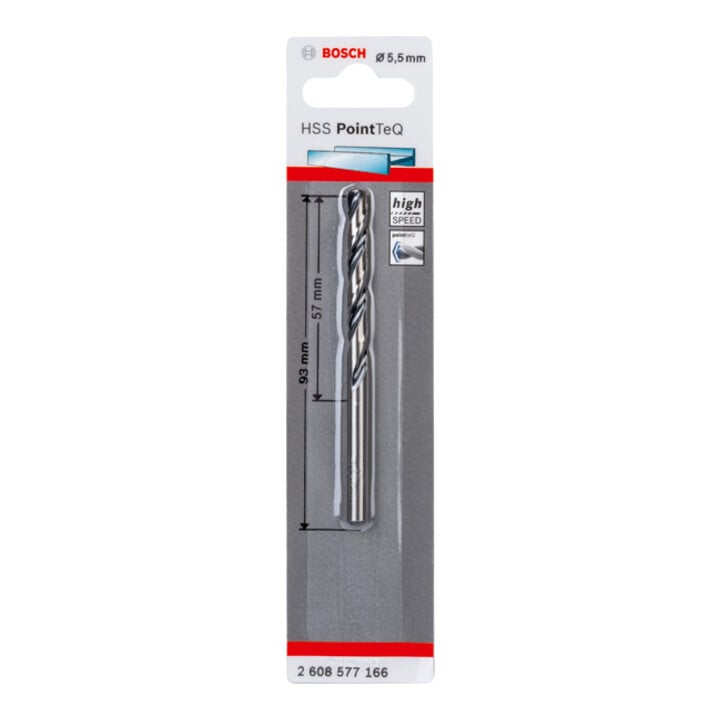 Bosch Metallspiralbohrer HSS PointTeQ, DIN 338, 5,5 mm, 1er-Pack