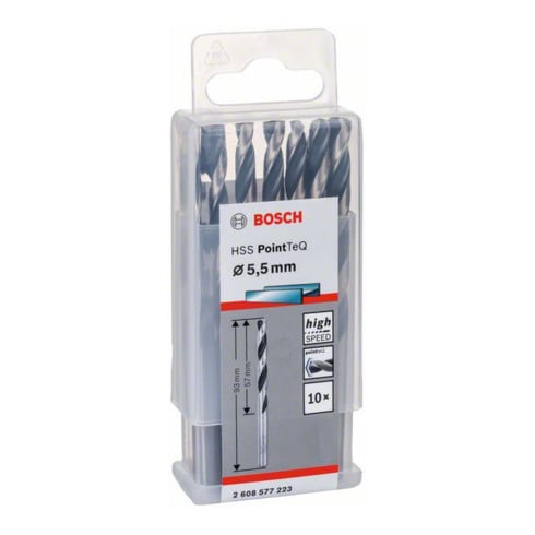 Bosch Metallspiralbohrer HSS PointTeQ, DIN 338, 5,5 mm, 1er-Pack